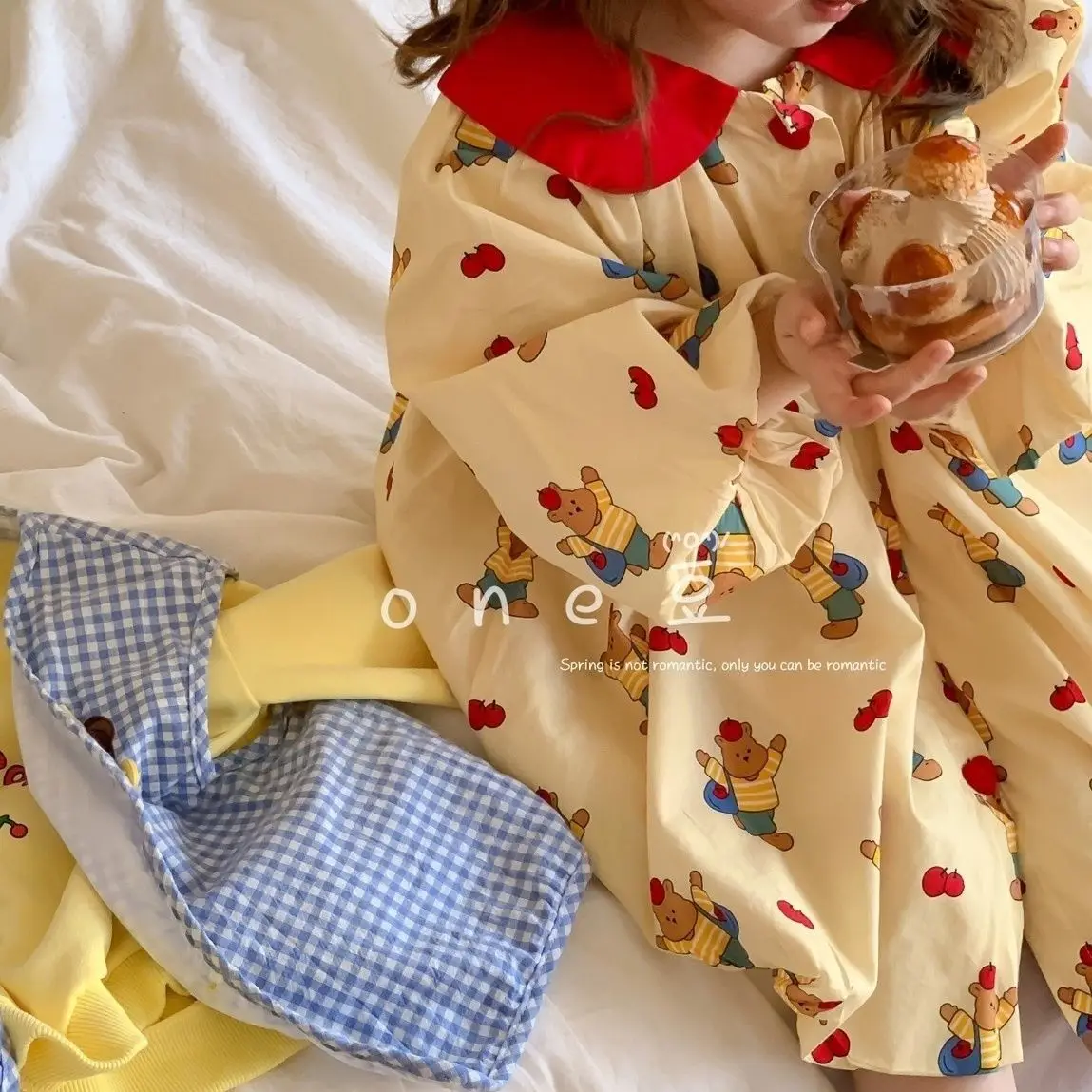 

Детская одежда, осеннее платье, платье для девочек с длинным рукавом и цветочным принтом милого медведя, платье принцессы, 2023, Детские платья для девочек