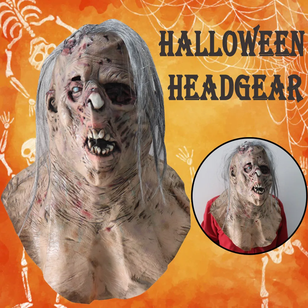 

Halloween Horror Zombie Latex Mask Role-Playing Ghost Face Headgear Carnival Party Costumes Props Adult Haunted House Facemask
