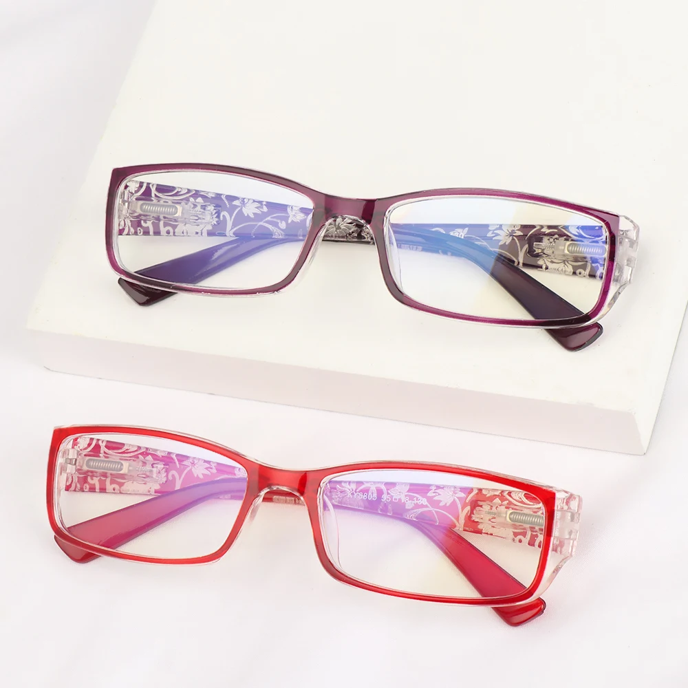 

Vintage Printing Anti-Blue Light Reading Glasses Fashion Flowers Ultra Light PC Frame Eyeglasses Hyperopia Glasses +1.00~+4.00