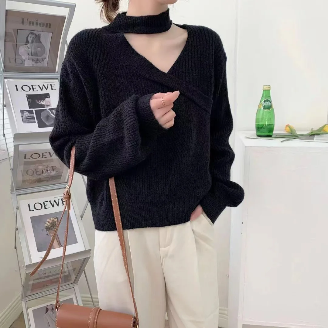 

2022 Maternity Fashion Long Sleeve Halter New Sweater GRAY22