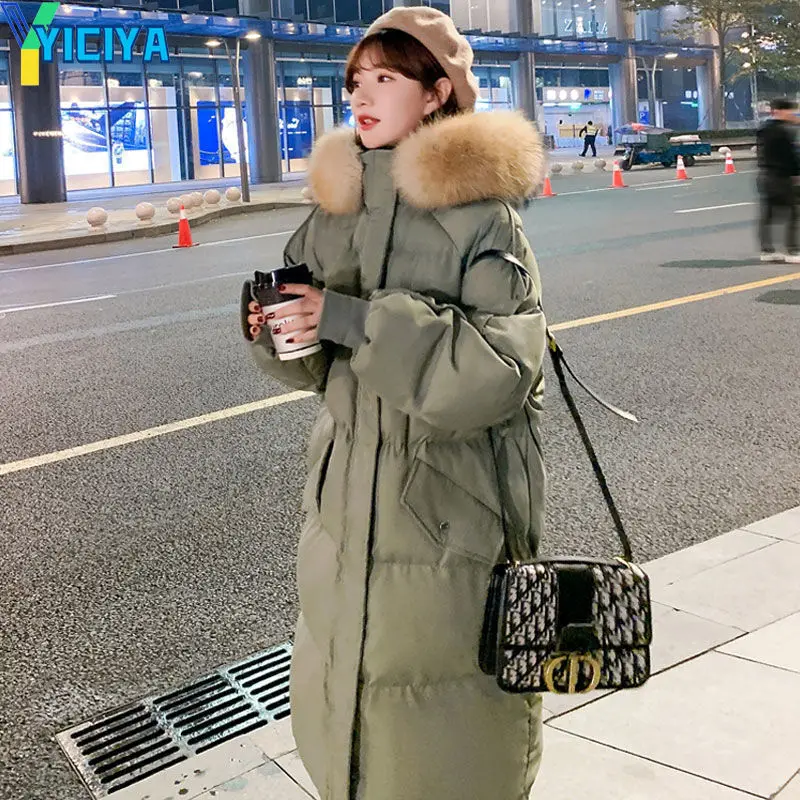 YICIYA Bomber Woman Long Thicken Down Coat Women white Warm Parkas Windbreaker Winter 2022 Long Sleeves Jackets Bombers Coats