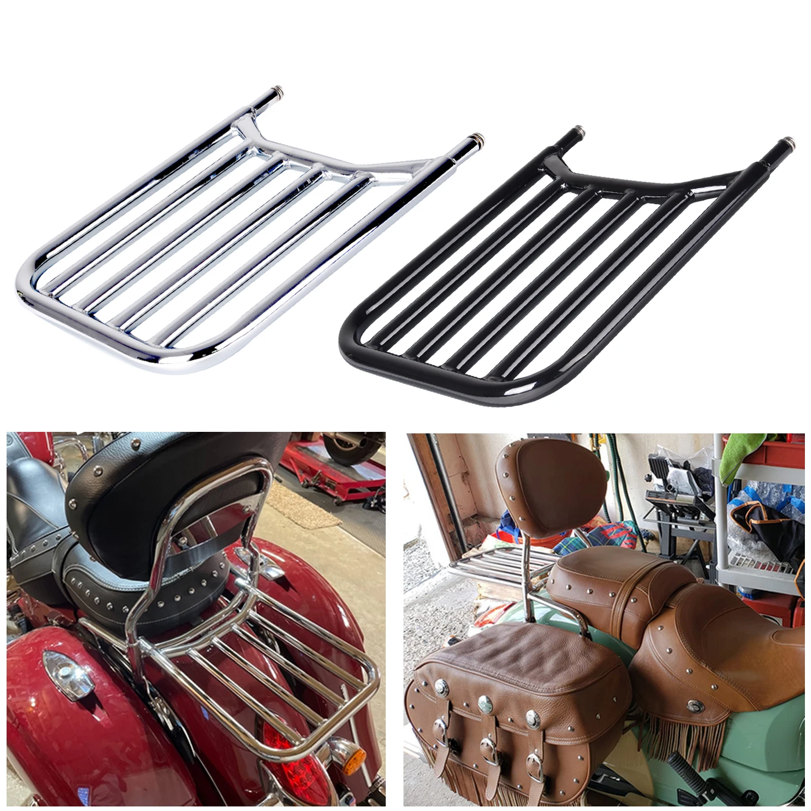 

Sissy Bar Backrest Luggage Rack Rear Cargo Carrier for Indian Chieftain Chief Springfield Dark Horse Classic Vintage 2014-2022