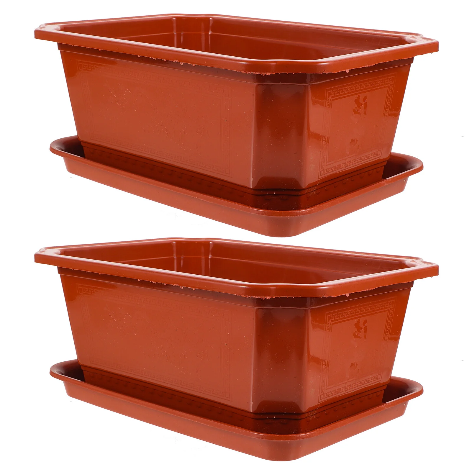

2 Pcs Flowerpot Small Planter Bowl Rectangular Pots Plants Oval Bonsai Shelf Plastic Office Planters Large