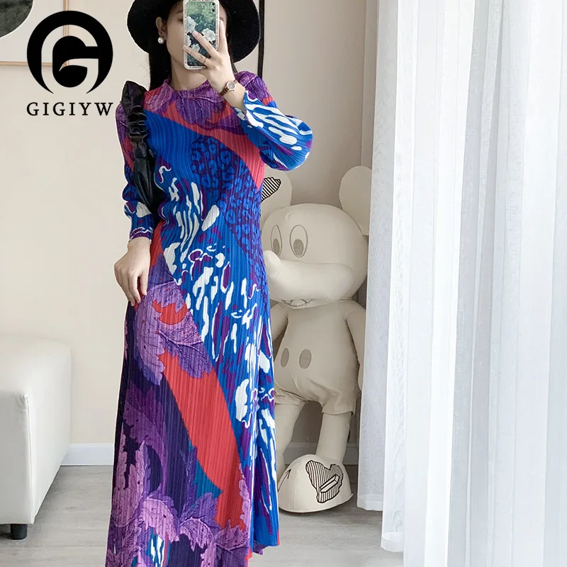 

Женское облегающее платье GIGIYW, французское модное высококачественное тонкое Плиссированное свободное платье с принтом, Новинка осени 2022