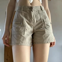 sunny y j khaki vintage casual shorts women booty streetwear pockets patchwork cargo pants y2k summer shorts low waist harajuku
