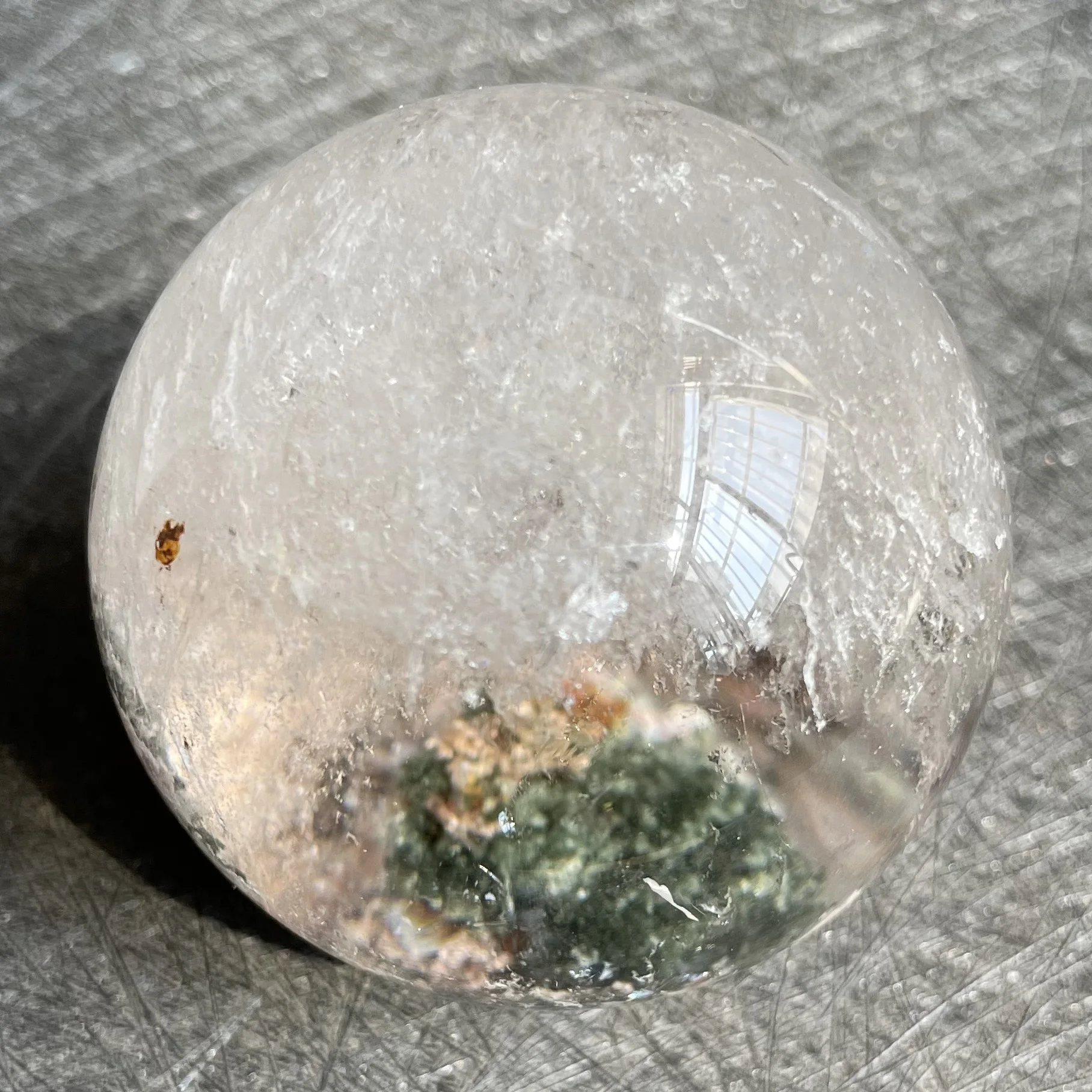 

224 г Натуральная Зеленая фантомная Сфера украшение полированный кварцевый хрустальный шар Рейки Исцеление