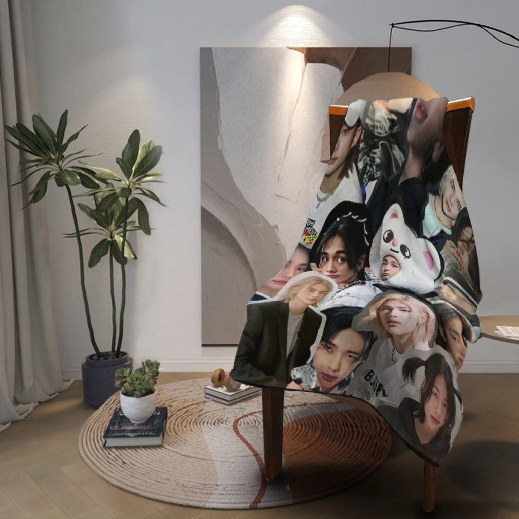 Пушистое детское одеяло Hyunjin коллаж диван кемпинг покрывало для сна уютное