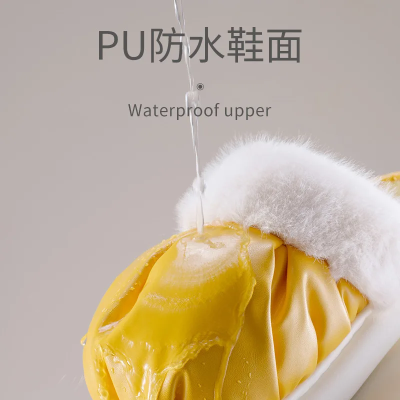 Waterproof Cotton Slippers Female Autumn Winter New Indoor Home With Anti-Slip Warm And Thick Bottom Fashion Floor Flat Shoes