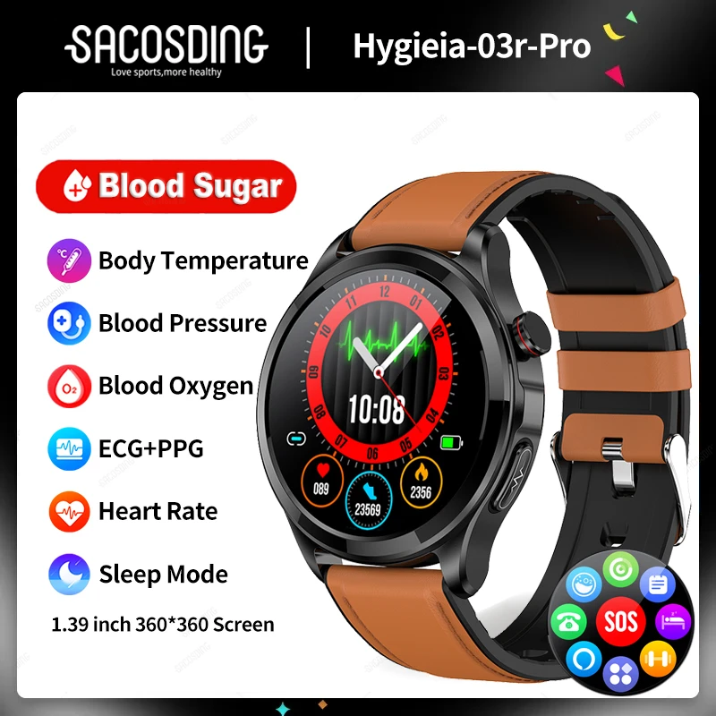 

2023 Smart Watch ECG+PPG Blood Glucose Body Temperature True Blood Oxygen Smartwatch 1.39 inch 360*360 Screen Heart Rate Health