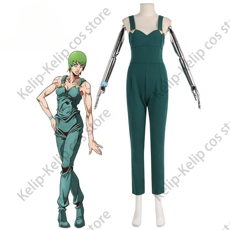 Аниме Jojo'S Bizarre Adventure Stone Ocean Foo Fighters F·F FF Косплей Костюм Зеленый комбинезон