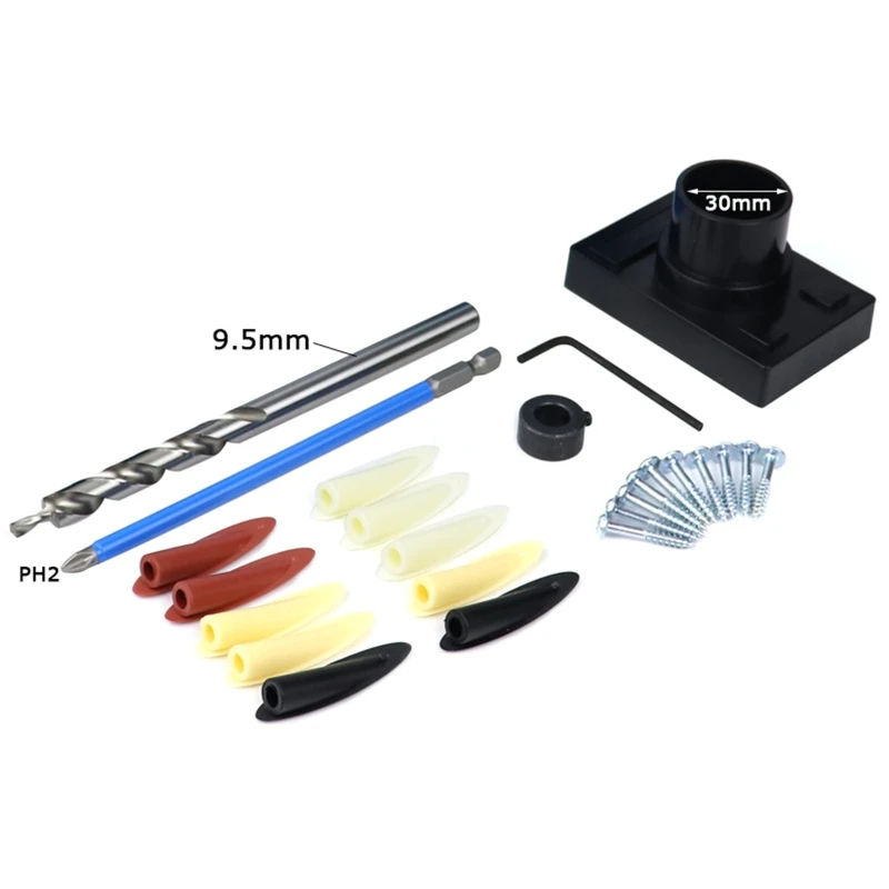 

X37E Woodworking Oblique Hole Locator with Dust Shroud 9.5mm Hole Opener Pocket Hole Jig for Drill Bit Guides Furniture DIY