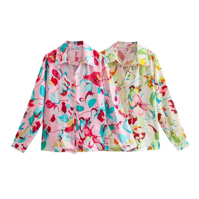 Женские рубашки топ модные с длинным рукавом принтом женская элегантная