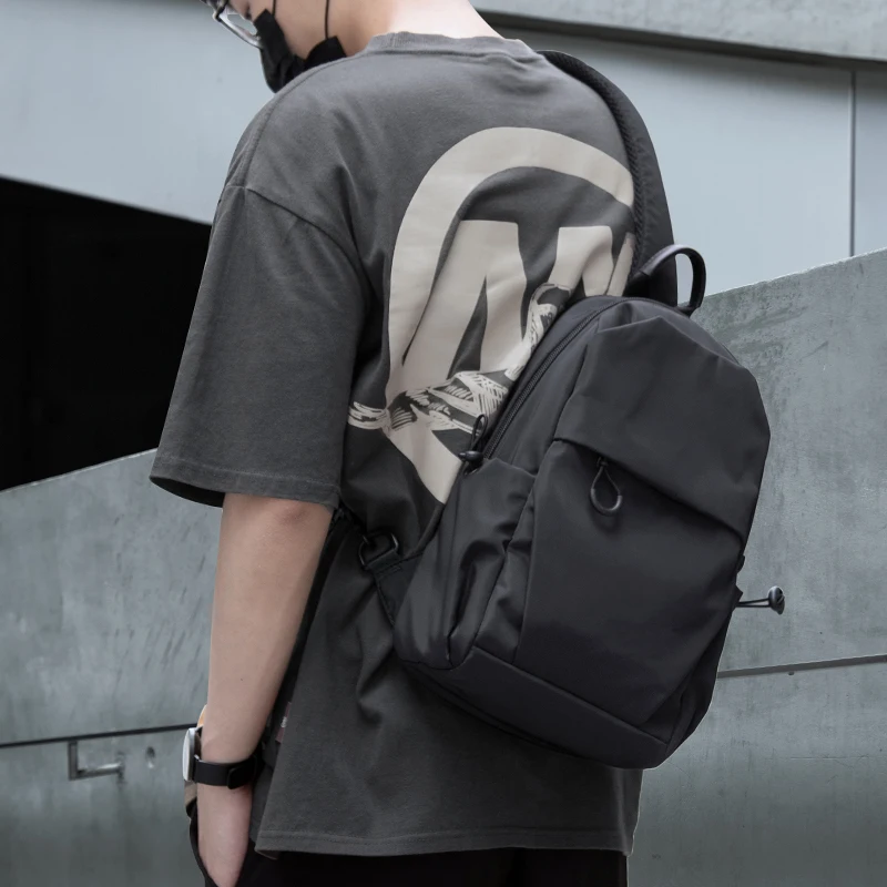 

Men 11inch Short Durable Fashion Antitheft Trip Pack Sling Waterproof 2023 Zipper Charing Men Bag Chest Oxford Bag Ipad For