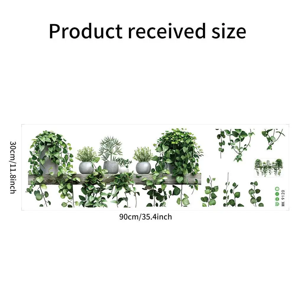 Наклейки на стену в горшках с тропическими растениями и листьями сделай сам