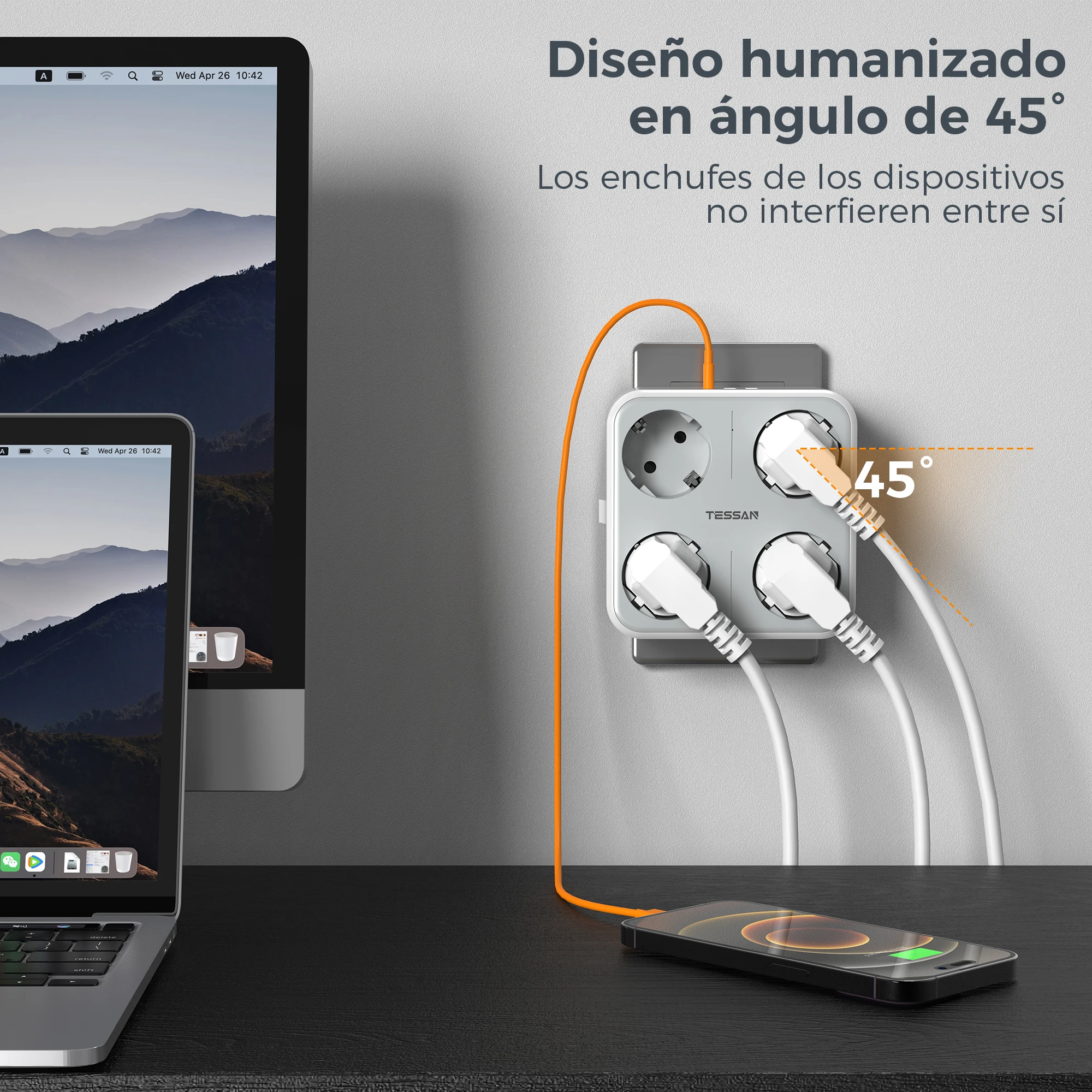 Сетевой фильтр TESSAN с несколькими европейскими розетками и переключателем