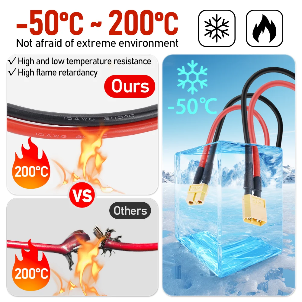 XT60 кабель соединительный 10AWG 50 см