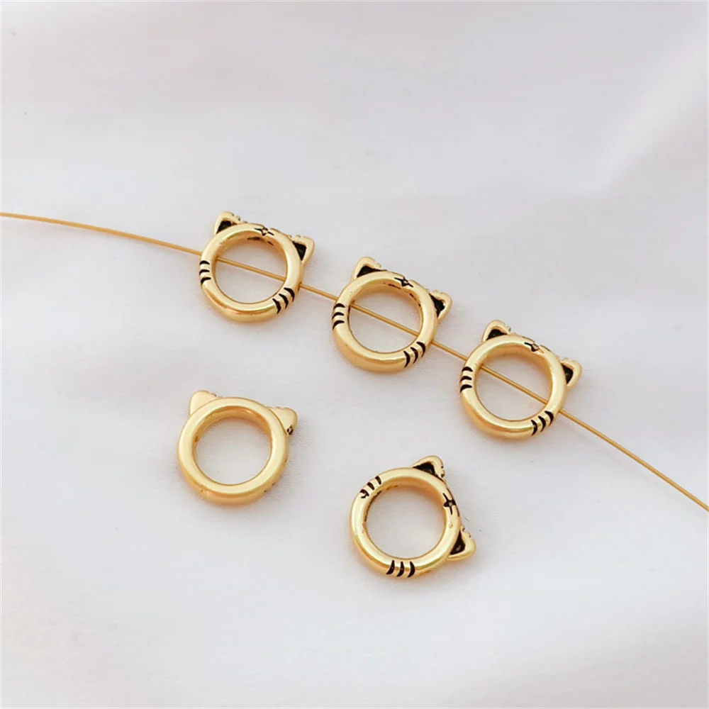

Accessories antique gold drip oil tiger head set of bead ring this year preparation handmade DIY bracelet accessories