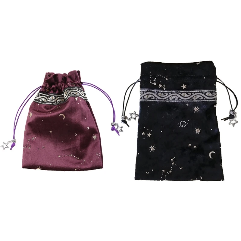 

Witch Constellation Energy Crystal Storage Bag Board Game Tarot Oracle Cards Bag Plush Jewelry Drawstring Package