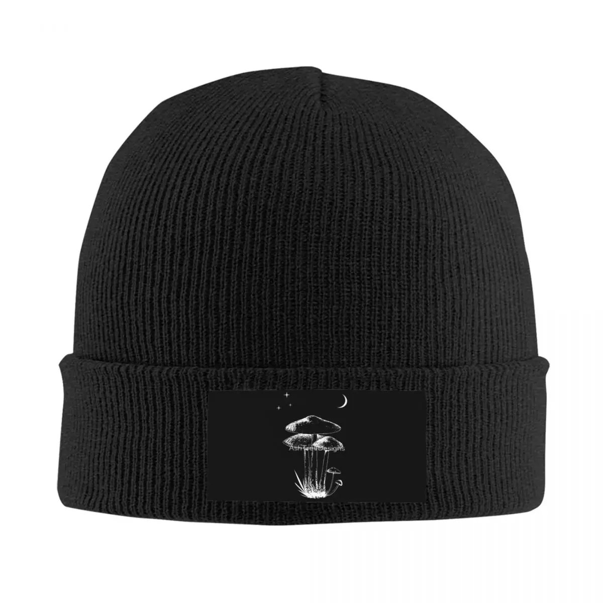 

Mushroom Night Sky Black Knitted Hat Velvet Applique Skin-friendly Customized Gift