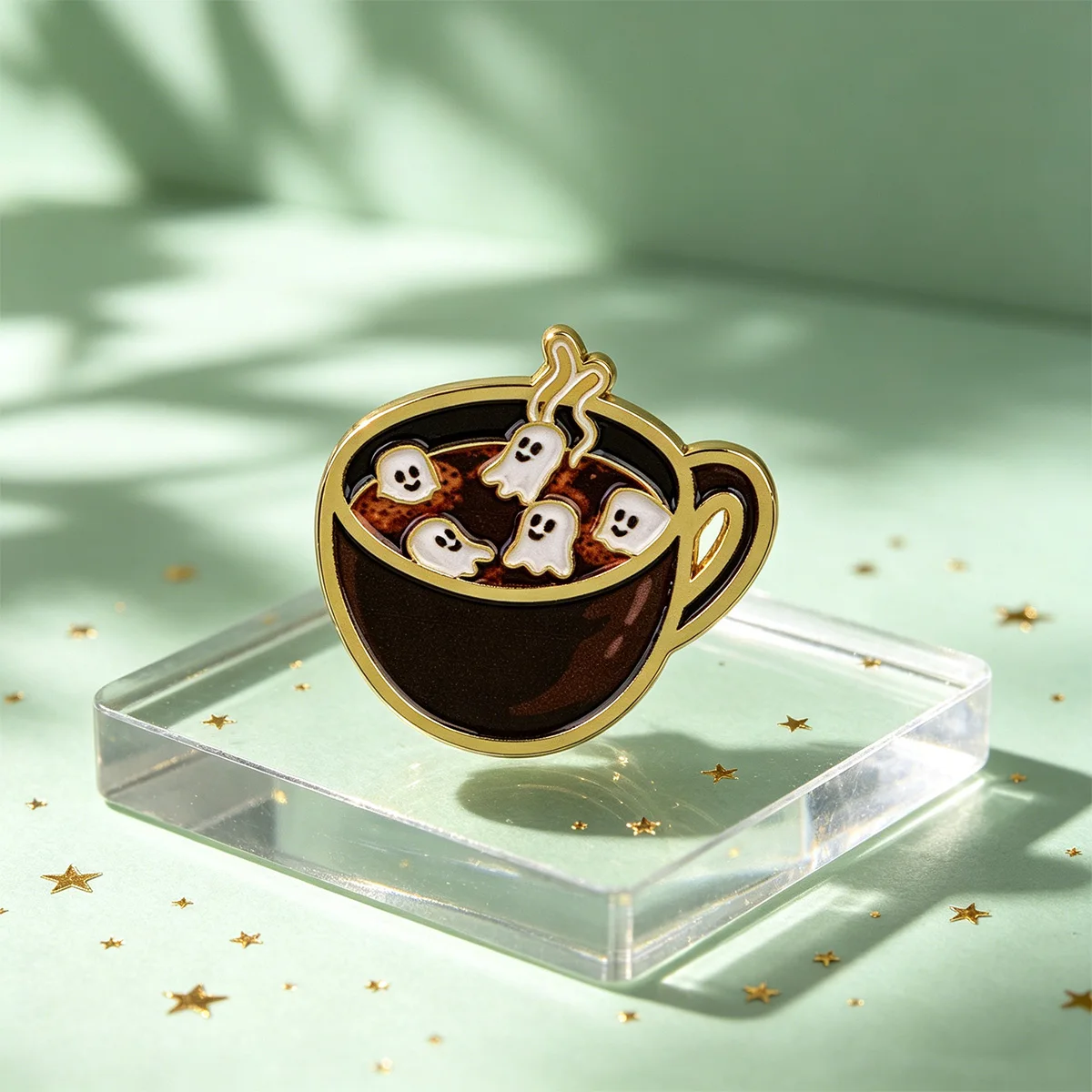 Фото Эмалевая брошь Coffee Ghost: милый значок-пин для рюкзака, одежды, аксессуаров, украшение на Хэллоуин, подарок для друзей №3