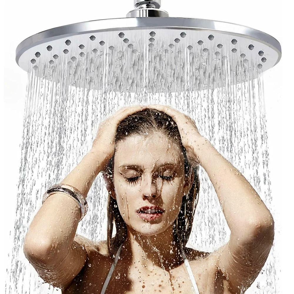 

8in Ceiling Mounted Rainfall Shower Head High Pressure Water Saving Round Rain Showerheads Handheld Shower Bathroom Accessories