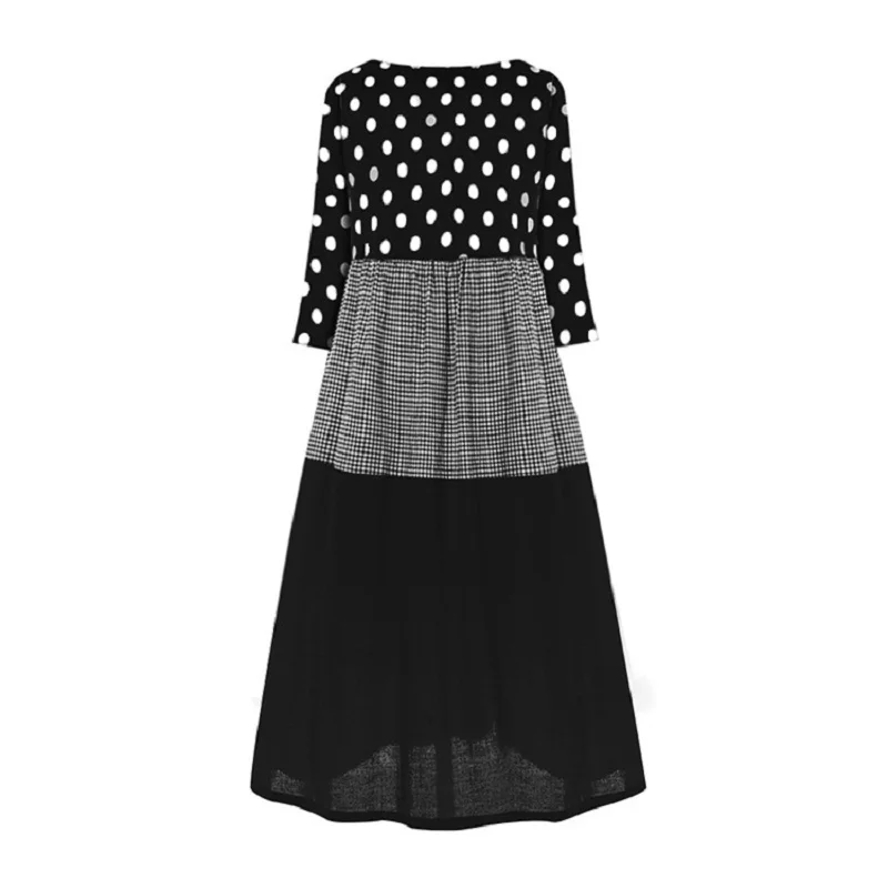

2023 Oversized Women's Dress Round Neck Polka Dot Long Skirt Robe Argent Dresses for Women