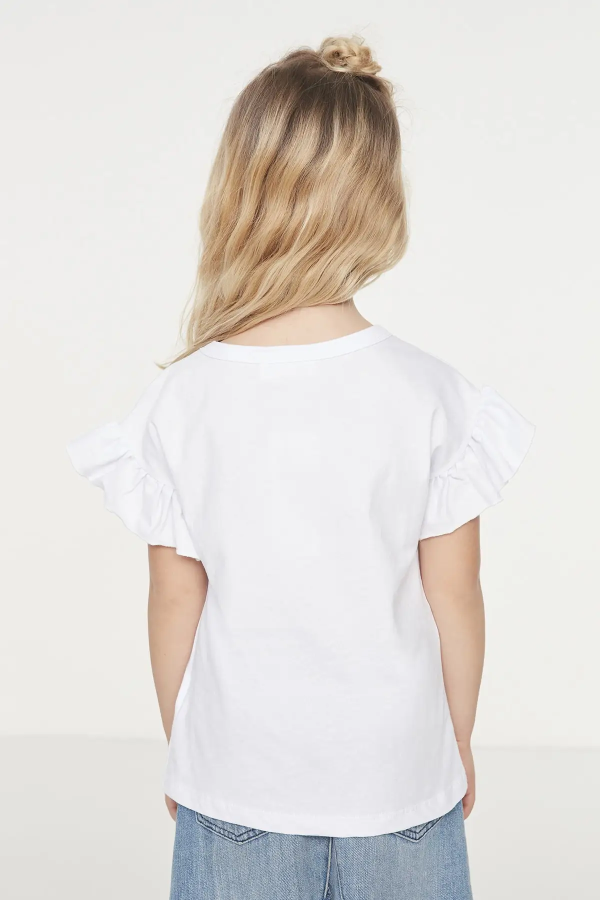 

Handles Flounces Female Child Knitted T-Shirt TKDSS22TS1336