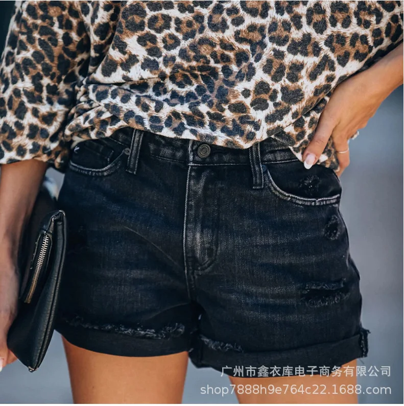 Women's Jeans 2023 Street Hipster Fashion Broken Hipster Denim Shorts for Women