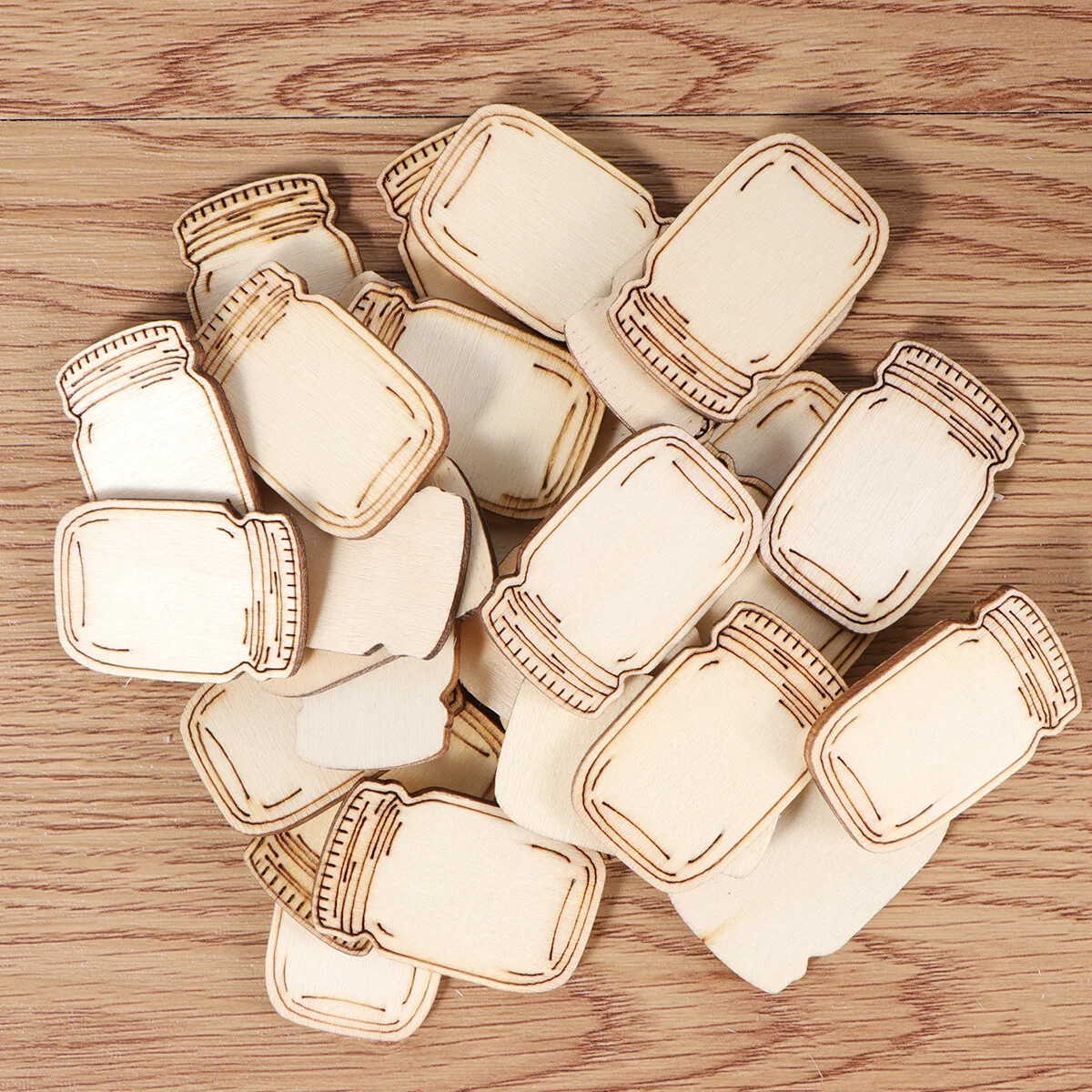 

60pcs Wooden Jar Cutouts Wooden Pieces Craft DIY Kid Crafts Wooden Slice Wooden Chips Wooden Ornaments for Kids Children in