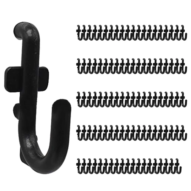 50 Pcs/100 Pcs Black Pegboard J Style Hooks Heavy Duty Plastic J