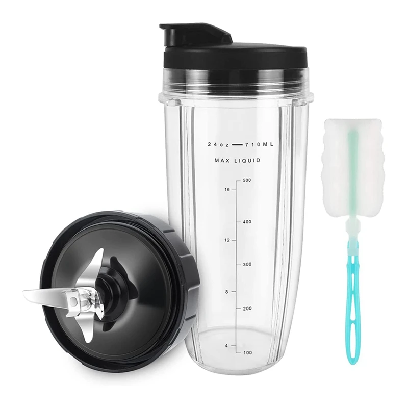 

Replacement Parts For Ninja Blender,7 Fins Extractor Blade And 24 Oz Blender Cups With Lids For Nutri Ninja IQ BL450-30