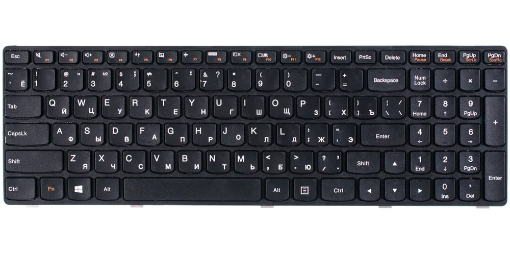 Клавиатура черная с черной рамкой для Lenovo G500 |