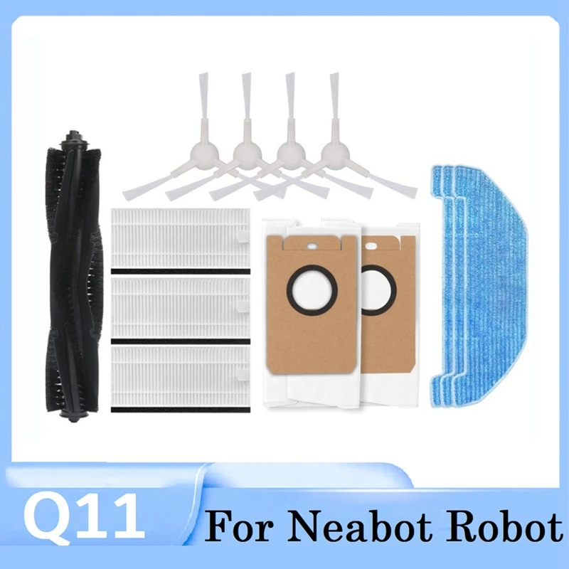 

13Pcs Spare Parts Replacement Washable Main Side Brush Mop Cloth HEPA Filter Dust Bag For Neabot Q11 Robot Vacuum Cleaner