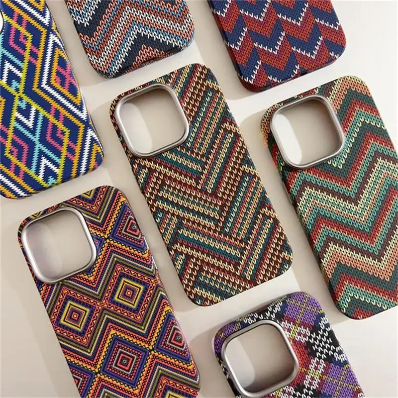 

Bohemian Style Night Glow Kevlar Patterned Magnetic Phone Case for iPhone 14 Pro Max 12 13 Fit Magsafe Shockproof Phone Cover