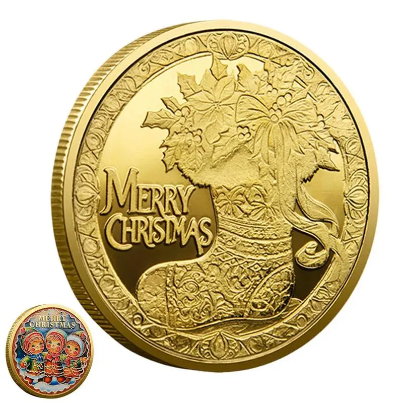 Монета Санта-Клауса счастливого Рождества двусторонняя поддельная монета