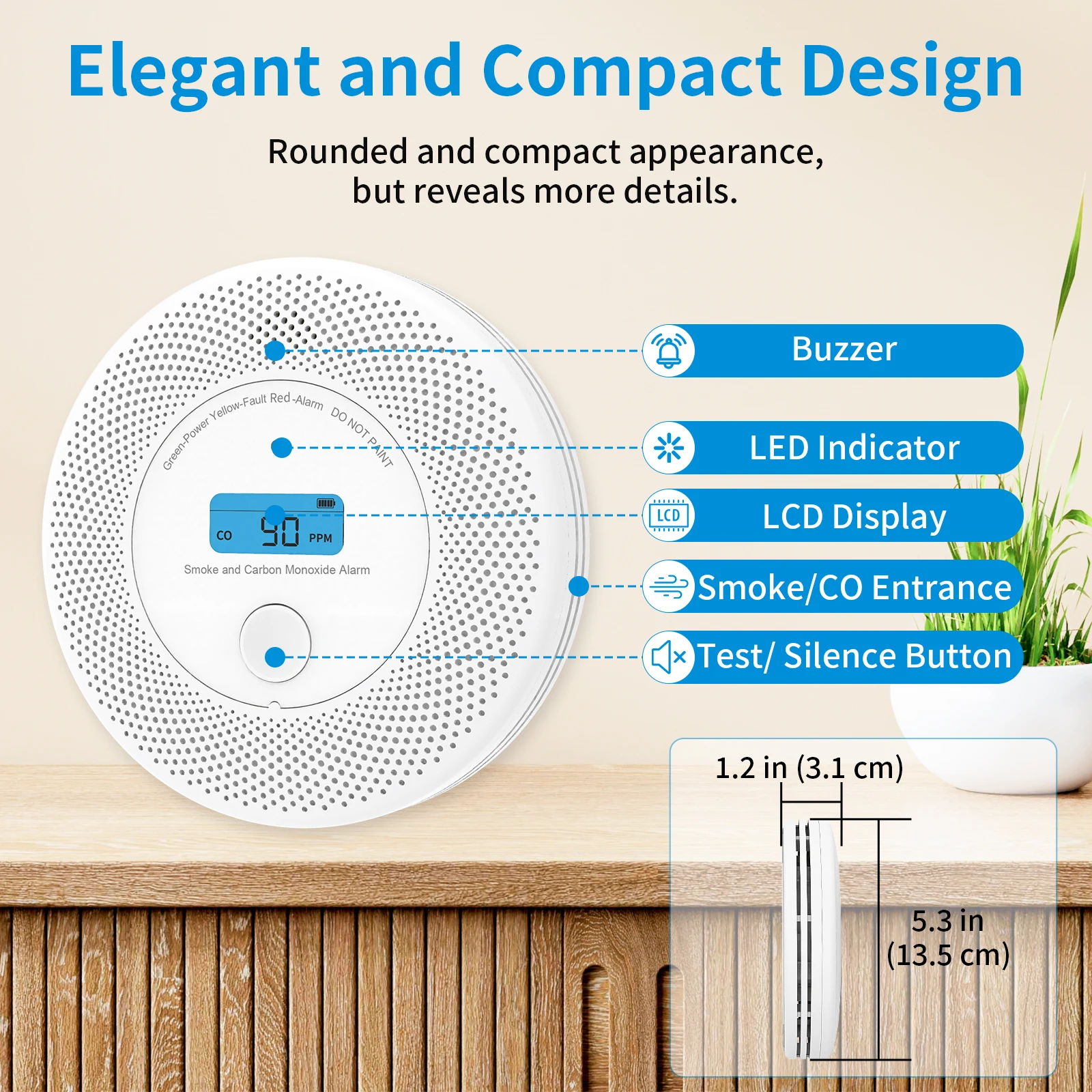 Умный Wi-Fi детектор дыма и угарного газа Tuya Czujnik Детектор дыма Humo Rookmelder для семейной квартиры, склада отеля (art.: 3920d024fe9f2) - 3920d024fe9f2
