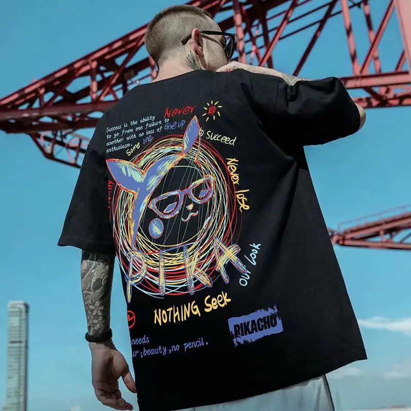 

Oversize fashion brand fat men's small devil big size country fashion hip hop loose short sleeve T-shirt fashion half sleeve