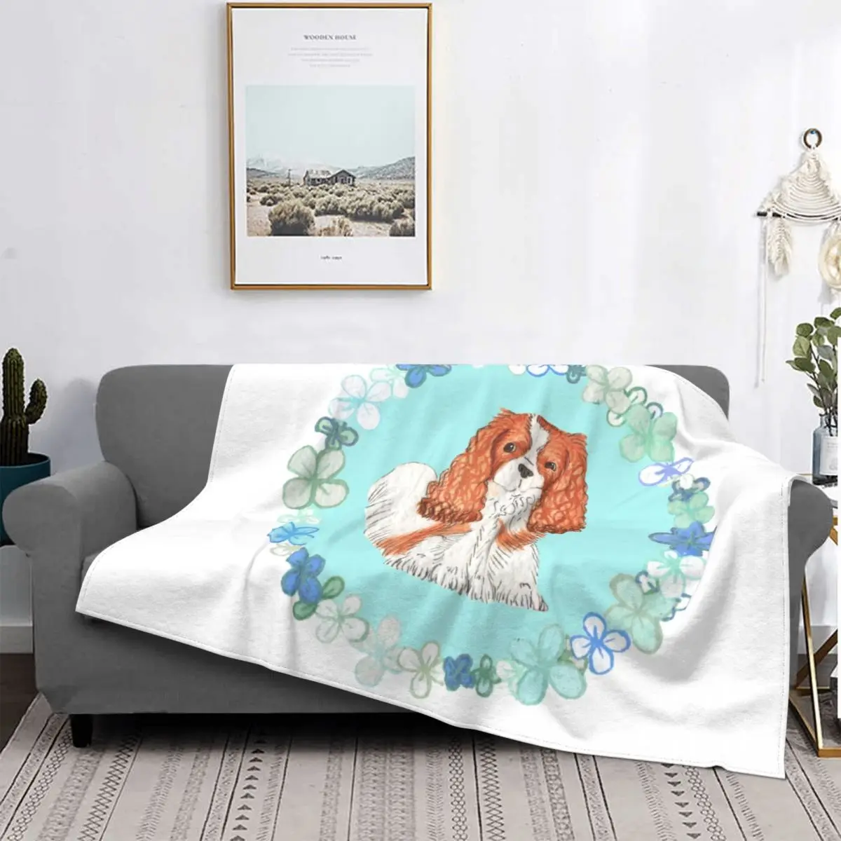 

Christmas Gifts Blankets Warm Flannel Pet Dog Throw Blanket for Bed Travel Rug Piece Cavalier King Charles Spaniel