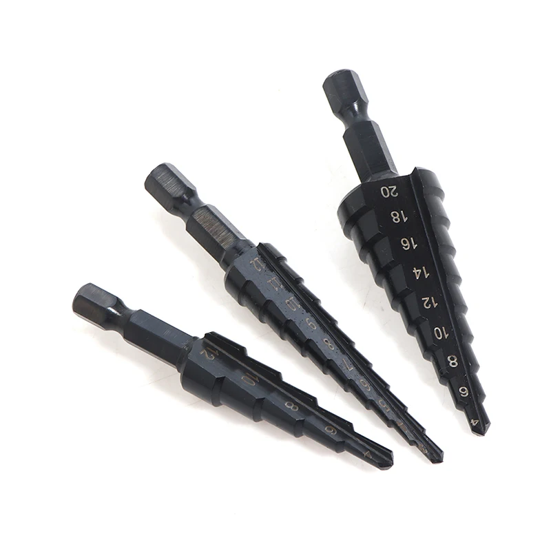 

3Pcs/set Drill Bit HSS Cobalt Stepped Set Practical Metal Impact Driver Accessories Suitable For Thin Steel/PVC/Wood Black New