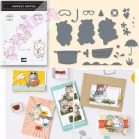 new cute hippest hippos clear stamps metal cutting dies scrapbooking craft diy art paper card decoration photo album craft