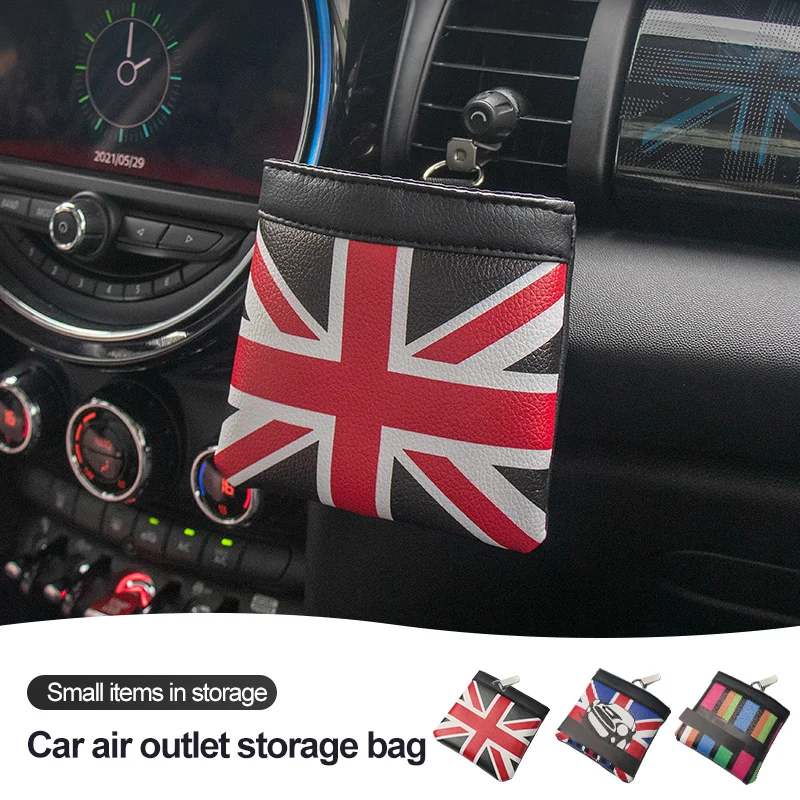 

1Pcs Car Air Conditioning Air Outlet Storage bag PU leather mobile phone bag Storage bag For Mini Cooper Countryman Clubman