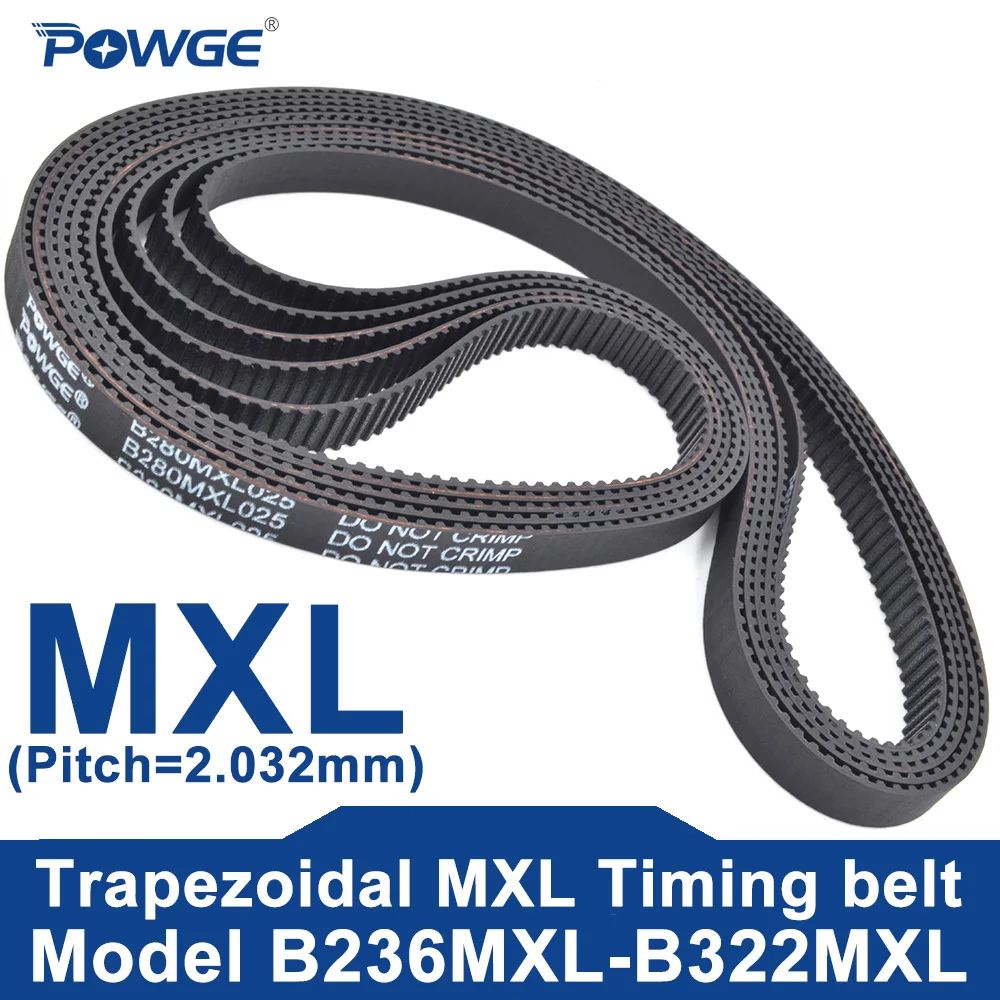 

POWGE Трапециевидный ремень ГРМ MXL B236MXL до B322MXL Ширина синхронного ремня 5-15 мм B240MXL B250MXL B280MXL B290MXL B300MXL