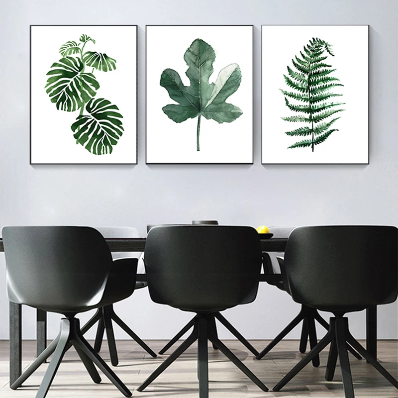 

Современная картина в скандинавском стиле с тропическими зелеными листьями, картина на стену, домашний декор для гостиной, Картина на холст...