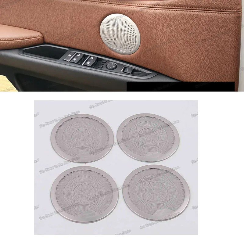 

stainless steel car door sound trims decoration for bmw x5 x6 2014 2015 2016 2017 2018 2013 f15 f16 accessories speaker audio