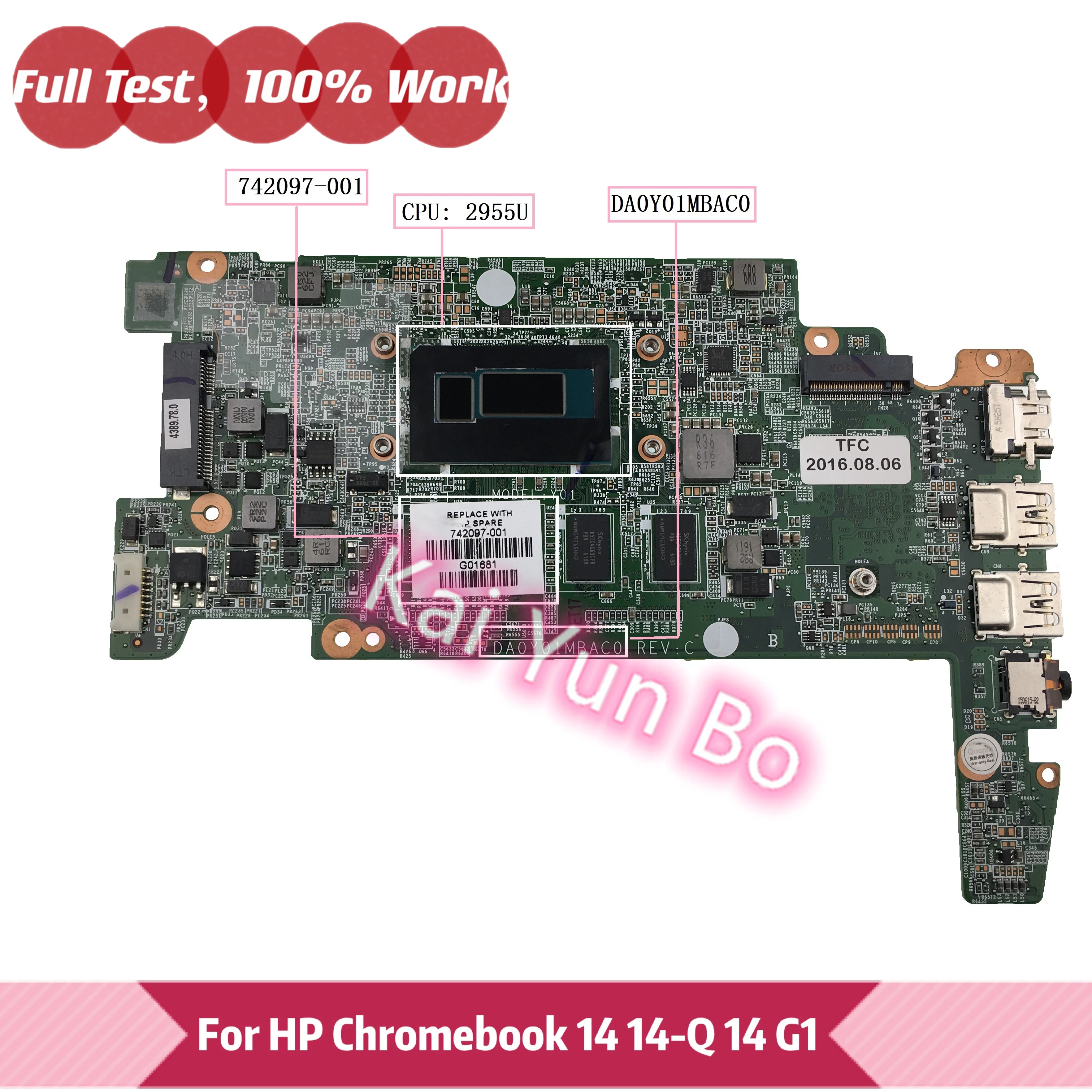 

742097-001 742097-501 742097-601 NoteBook For HP Chromebo 14 14-Q 14 G1 14-q010nr Laptop Motherboard DA0Y01MBAC0 100% Test OK