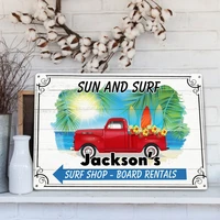 customized beach metal home decor sun surf printed sign vintage decor for seaside cottage surfs shop gifts for friends su