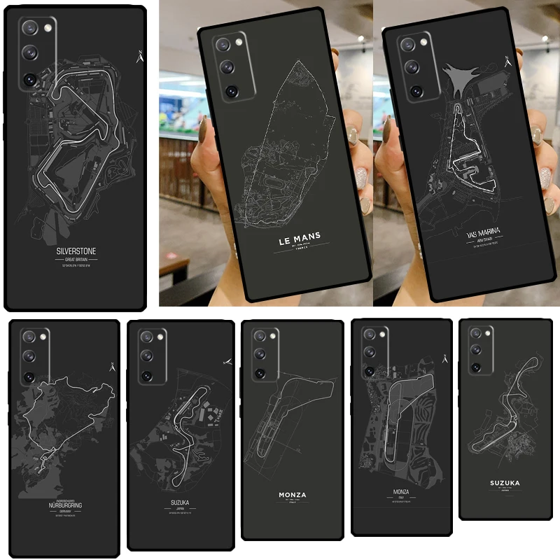 

Racing F1 Tracks Circuits Coque For Samsung Galaxy S20 FE S21 Ultra S9 S10 Note 10 Plus Note 20 S22 Ultra Phone Case