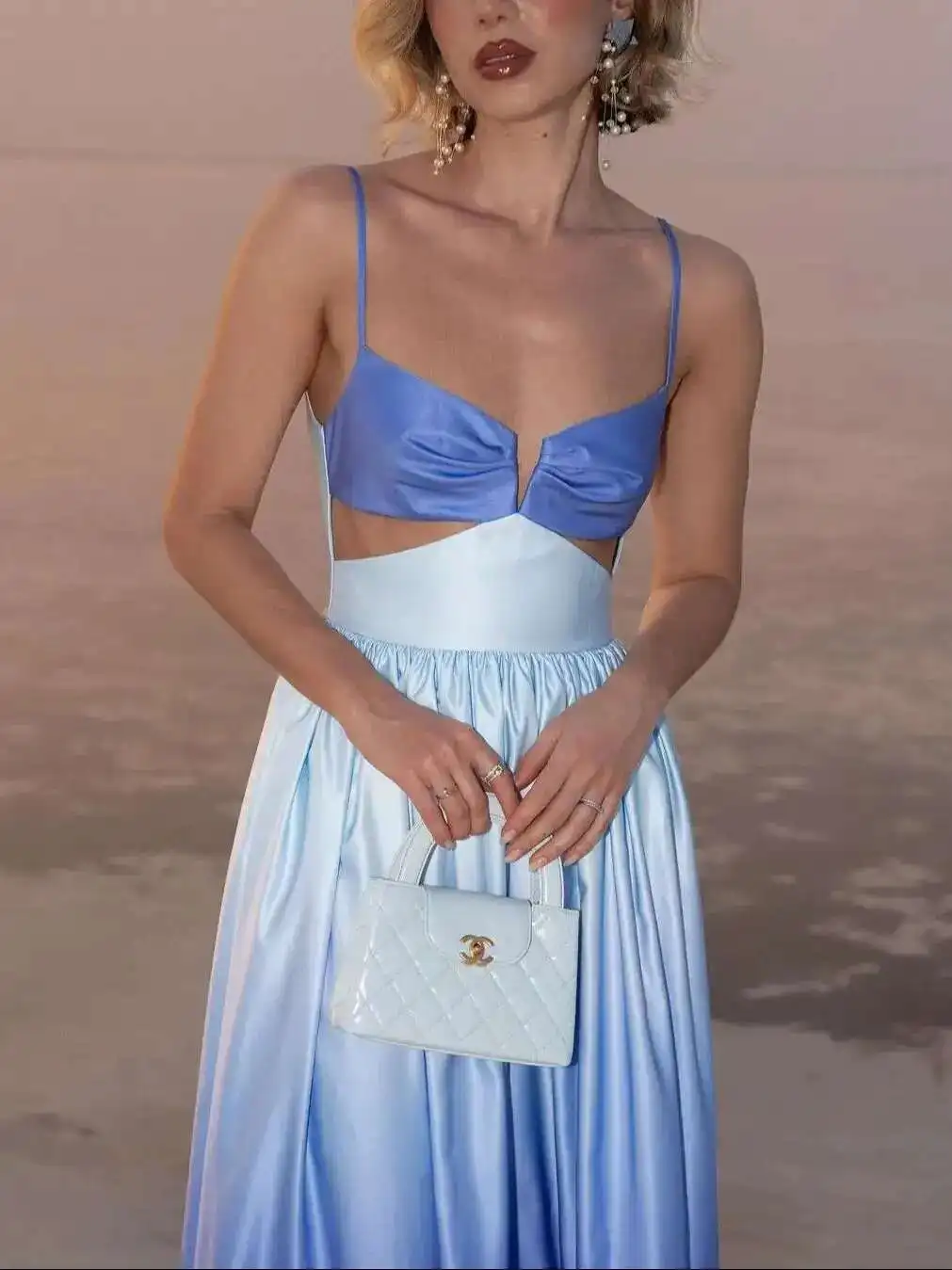 Женское миди с открытой спиной BabYoung элегантное платье макси без рукавов