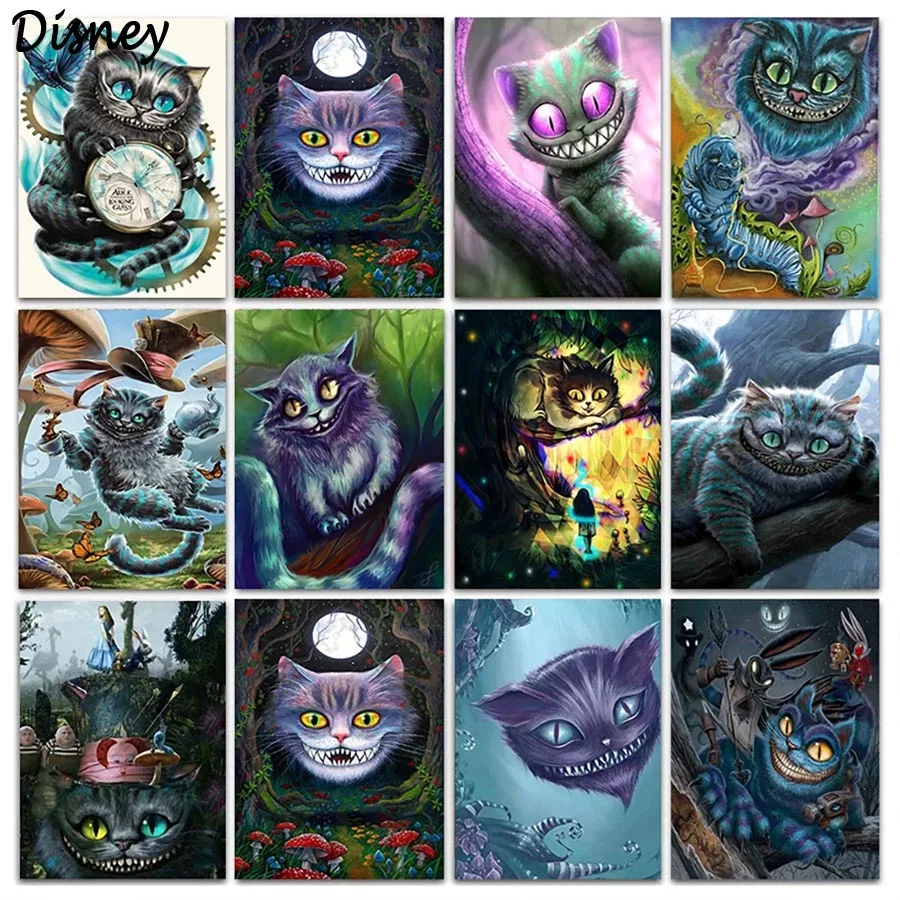 

5D DIY Diamond Painting Cartoon Disney Mushroom Forest Evil Cheshire Cat Diamond Embroidery Mosaic Complete Kit Cross Stitch