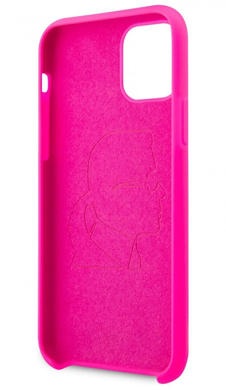 Чехол CG Mobile Karl Lagerfeld Liquid silicone Ikonik outlines Hard для iPhone 11 цвет Розовый/Черный - купить по
